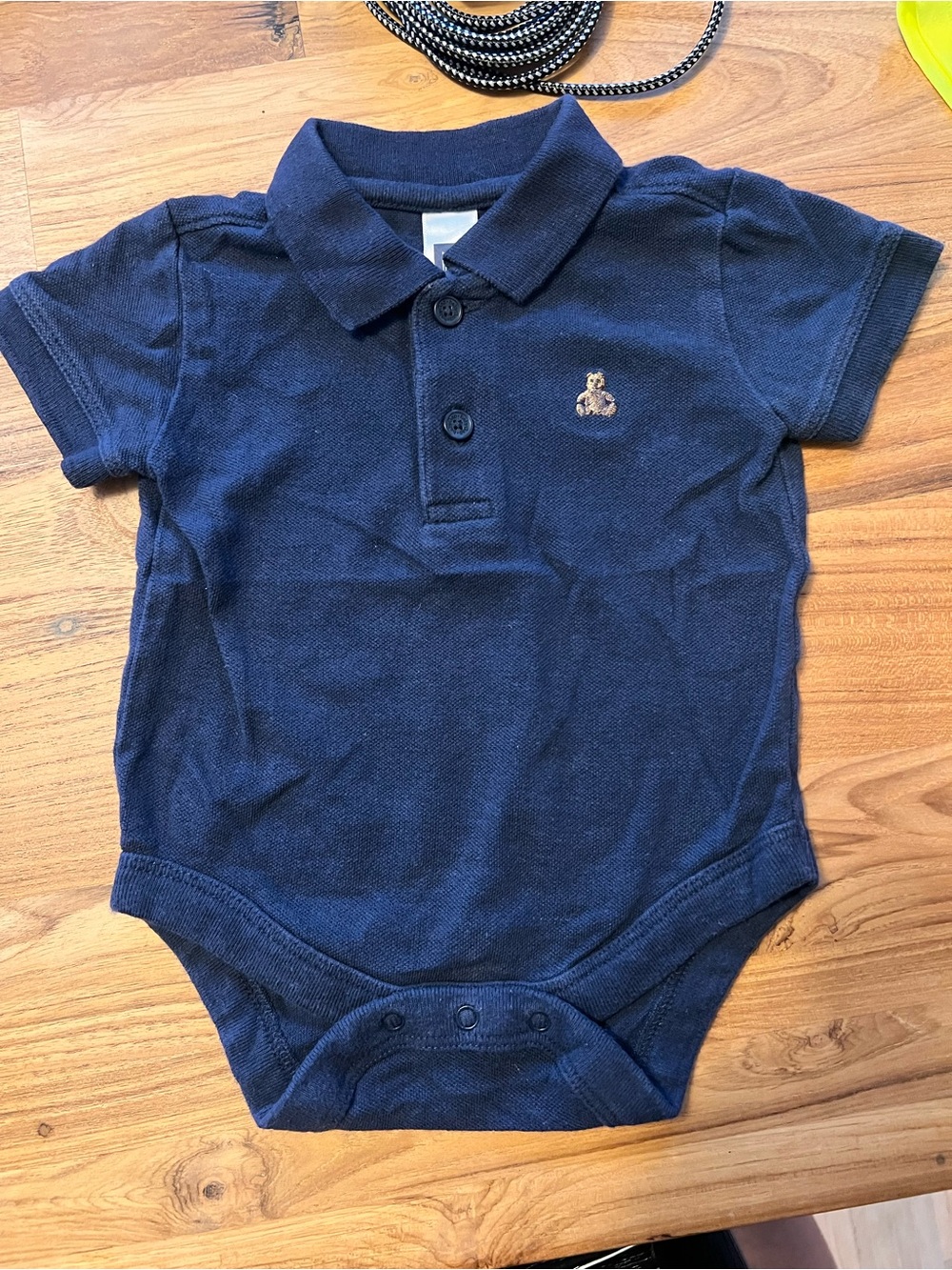 GAP Navy Polo One-Piece Bodysuit with Embroidered Bear